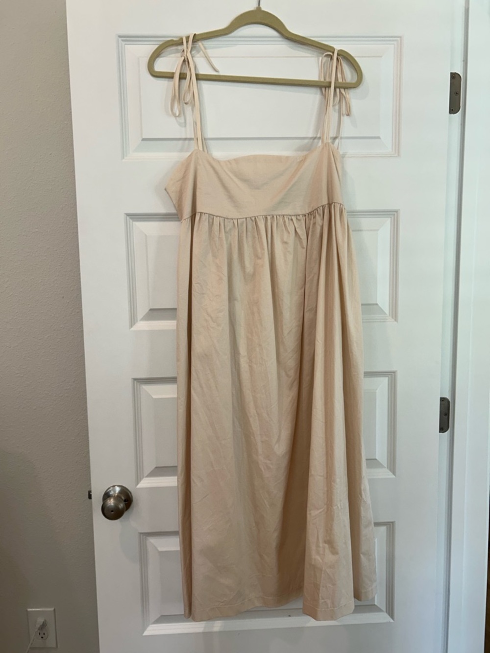 Sofie the Label Beige Scalloped Tie-Strap Sundress